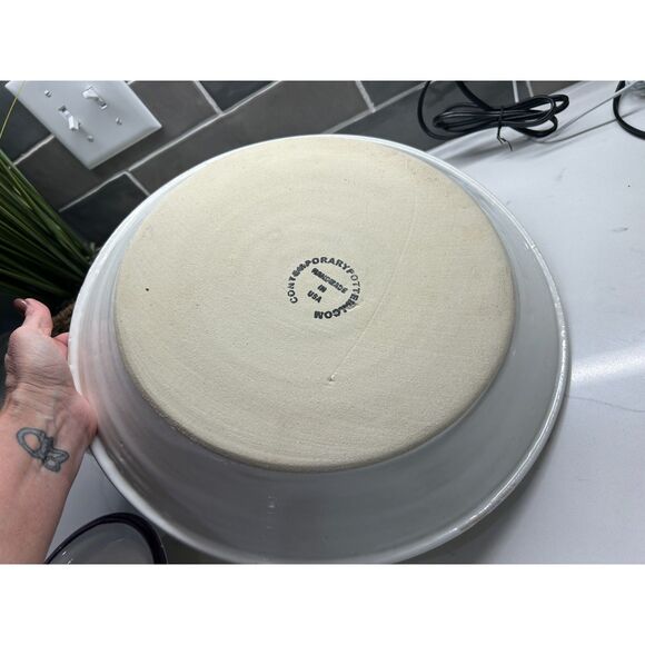 VINTAGE Contemporary Pottery Dip Chiller/Warmer Irises 3 pcs With XL Chip Tray - Picture 7 of 12